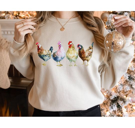 Chicken Sweatshirt,Animal Lover Gift, Women Chicken Sweatshirt, Love Chickens, Gift For Chicken Lover, Farmer Shirt, Farm Animal for Women