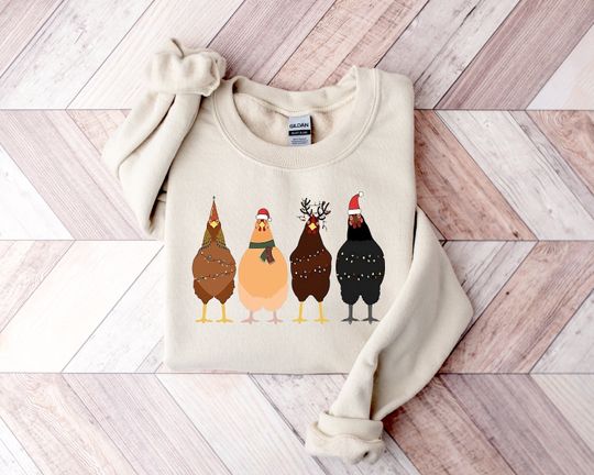 ute Christmas Chickens Sweatshirt, Funny Christmas Chicken Sweatshirt, Christmas Crewneck, Holiday Sweatshirt, Christmas Farm Sweatshirt