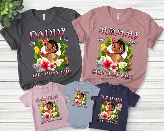 Moana Birthday Shirt,Moana Family Shirts,Baby Moana Family Birthday Shirt,Personalized Moana Birthday Girl T-Shirt