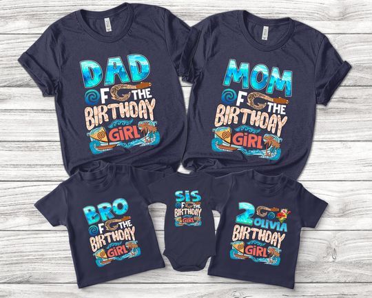 Personalized Disney Moana Birthday Unisex T-shirt, Moana Chief Rooster Maui Tamatoa Costume Shirt, Custom Dad Mom Of The Birthday Girl Boy