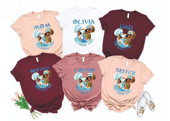 Moana Birthday Shirt, Matching birthday, Birthday girl shirt, Moana name age tee, Maui family tees Personalized shirt, Custom moana shirts