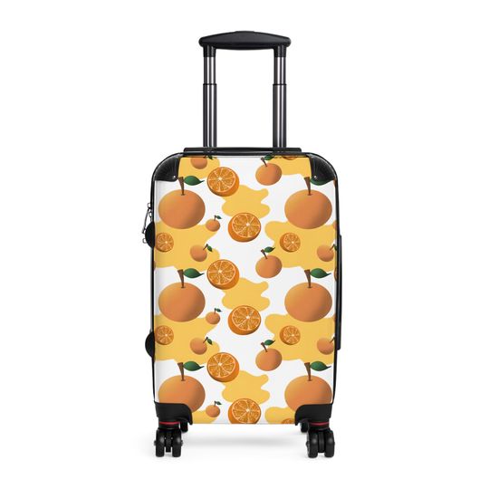 Suitcase - orange pattens,  Large Vacation Bag, Orange Bag, Bag, Travel Bag