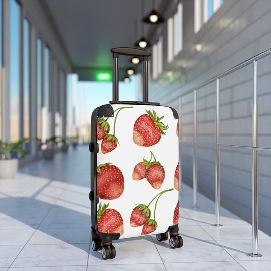 Strawberry Carry On Suitcase with Wheels, Suitcases on Wheels, Cabin Suitcase Wheels, Cabin Suitcase High Quality, Strawberry Lover Gift