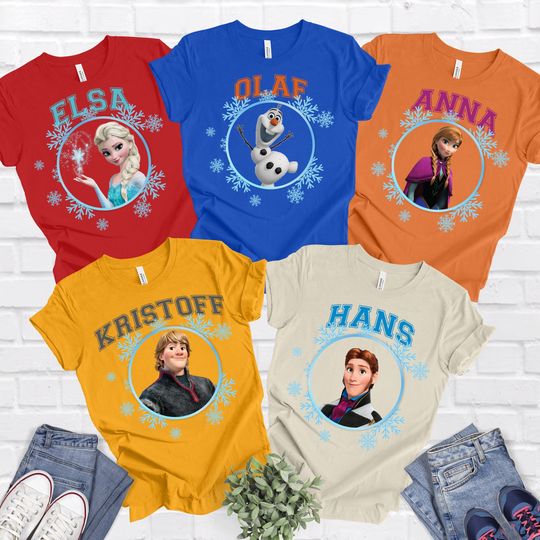 Disney Frozen Characters  Shirt, Princess Elsa and Anna Shirt, Disneyland Trip Shirt, Olaf Hans Sven Kristoff Oaken Shirt, Frozen Fan shirt