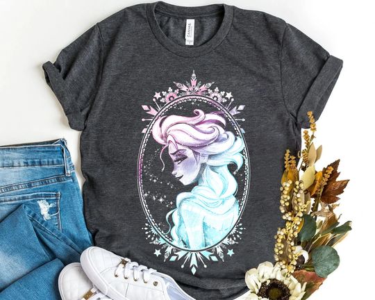 Retro Disney Frozen Elsa Side Glance Framed In Winter Shirt, Disneyland Vacation, Unisex T-shirt
