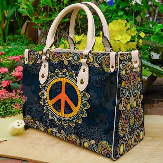Hippie Sunflower Leather Bag, Leather Bag For Women