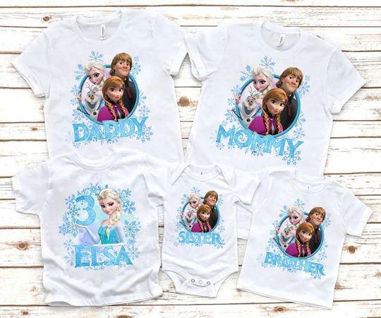 Frozen Birthday Girl Shirts, Elsa, Anna Birthday Shirts, Frozen Custom Shirts, Disney Frozen Personalized Tee, Frozen Family Party shirts