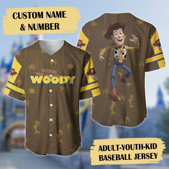 Personalized Toy Puppet Cowboy Baseball Jersey, Toy Adventure Movie