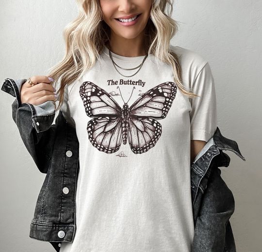Boho Butterfly T-Shirt, Womens T-shirts, Boho Chic, BotanicalTee