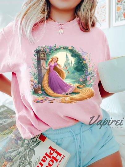 Retro Rapunzel Tangled Shirt, Floral Rapunzel Shirt, Mother's Day Shirt, Gift for Mom