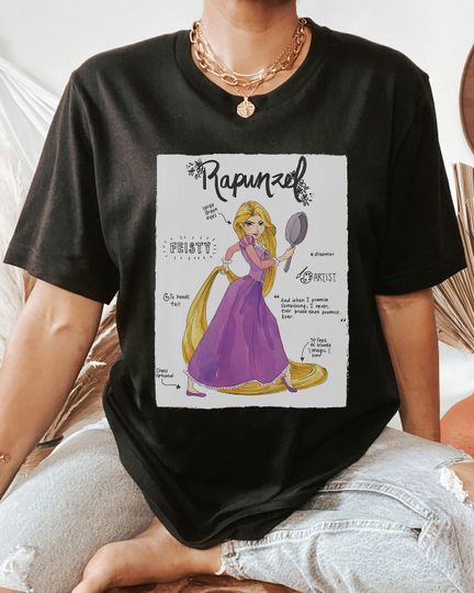 Disney Tangled Rapunzel Fashion Callouts T-Shirt, Disneyland Family Vacation Shirt