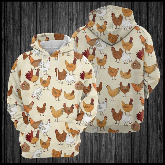 Unisex Chicken Family Hoodie, Chicken Lover Hoodie, Chicken Clothing, Chicken Lover Gift