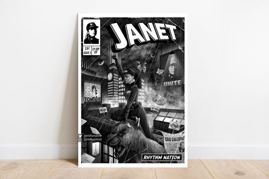 Janet Jackson Print Poster - Rhythm Nation Comic Cover Art Poster