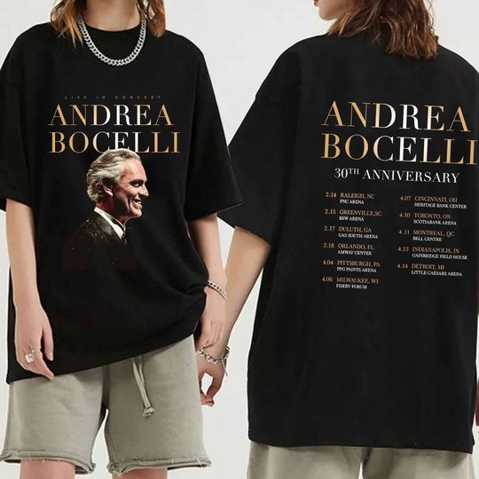 Andrea Bocelli 30th Anniversary Tour Double Sided Shirt