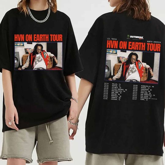 Lil Tecca HVN On Earth Tour 2024 Double Sided Shirt