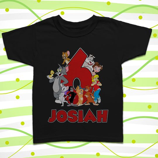 Tom and Jerry personalized Birthday shirts/Tom and Jerry birthday family matching Tees/Tom and Jerry and friends T-Shirs/any name/any age.