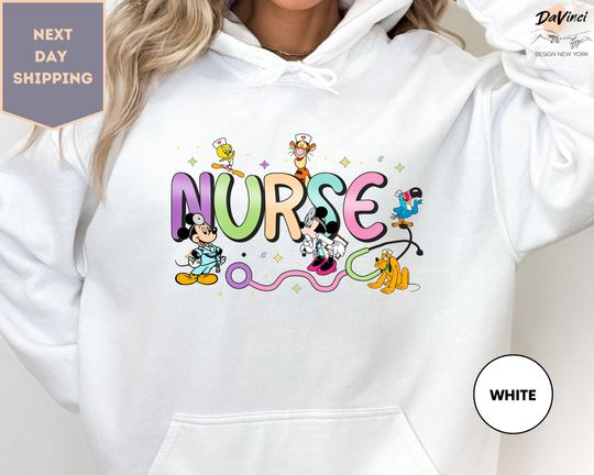 Disney Nurse Characters Hoodie, Disney Nurse Hoodie, Nursing School Student Gift