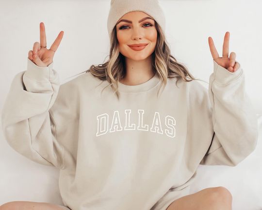 DALLAS Sweatshirt, Dallas Shirt, Texas Gift, Dallas Texas Sweater, Texas Souvenirs, Dallas Girls Trip, Dallas Bachelorette, Premium Crewneck