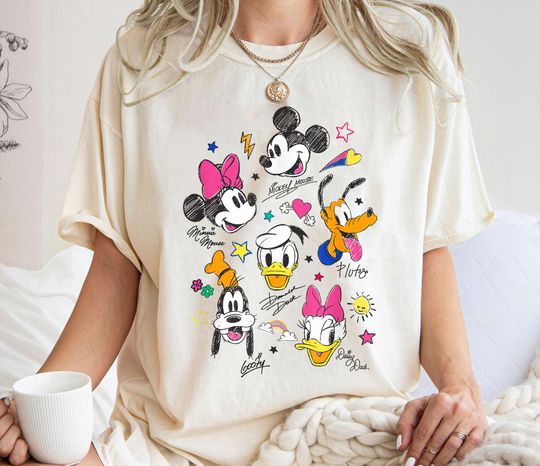 Disney Retro Doodle Best Friend Faces Shirt, Mickey and Friends T-shirt