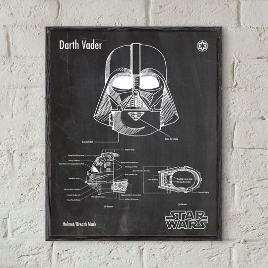 Darth Vader Helmet Patent Print,Star Wars Poster, Star Wars Patent,Star Wars Blueprint, Star Wars Print,Star Wars Art, Star Wars Decor