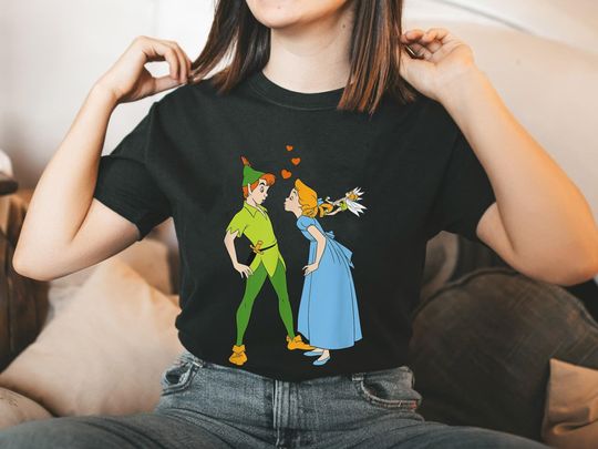 Disney Valentine's Day Peter Pan and Wendy Darling Kiss Shirt