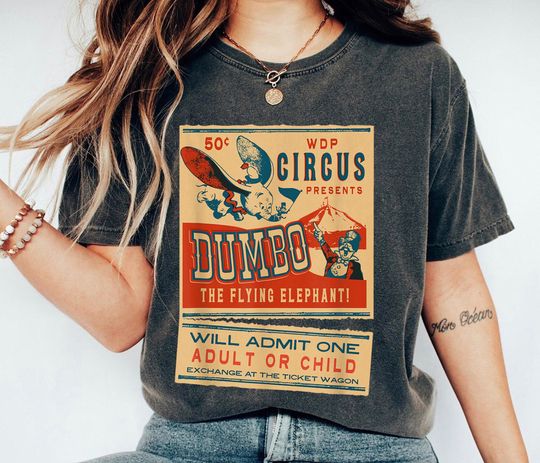 The Flying Elephant Circus Ticket Vintage Retro Shirt, Disney  Dumbo T-shirt