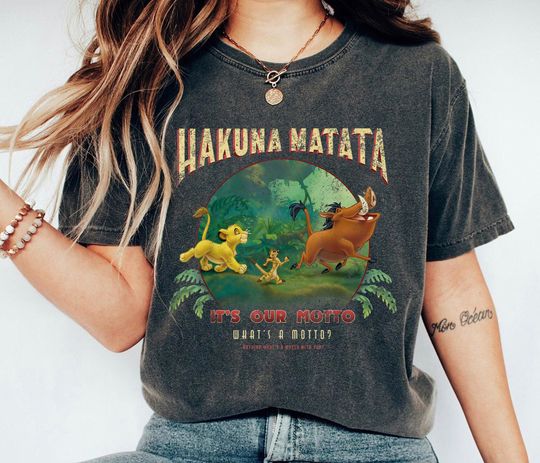Hakuna Matata Motto Shirt, Simba Timon Pumbaa Disney Shirt