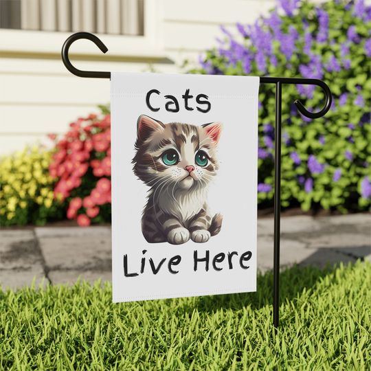 Cat Lover Garden Banner, Cats Home, Garden Flag, Cute Kitten, Home Of Kittens, Gift for Cat Lover