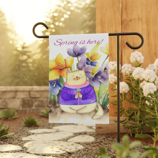 Cat Spring Flag Cat Garden Flag Gift for Cat Lovers Crazy Cat Lady Home