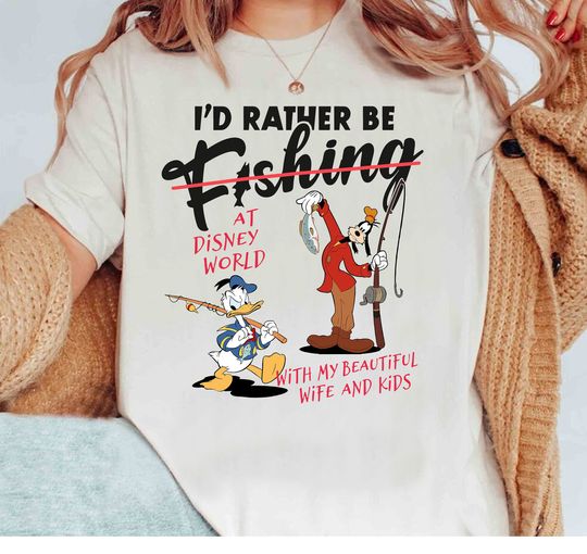 Disney Funny Angry Donald Duck I'd Rather Be Fishing Shirt, Mickey and Friends T-Shirt