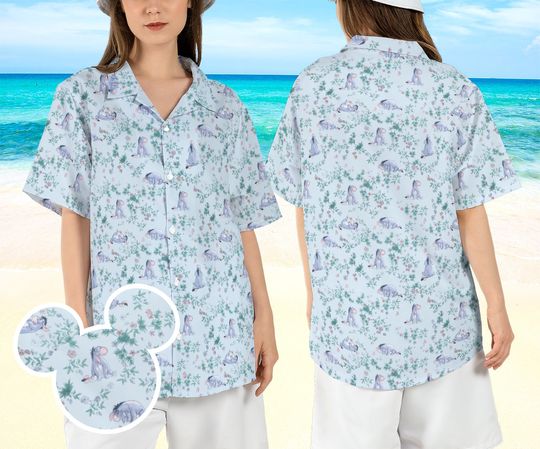 Eeyore Floral Hawaiian Shirt, Eeyore the Donkey Hawaii Shirt