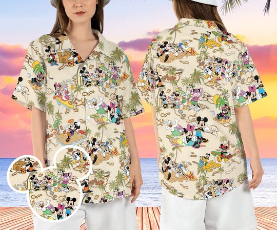 Mickey and Friends Beach Hawaiian Shirt, Disneyland Summer Hawaii Shirt