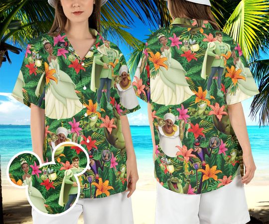 Princess Tiana Tropical Hawaiian Shirt, Princess and Frog Hawaii Shirt
