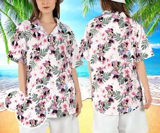 Minnie Mouse Tropical Hawaiian Shirt, Cartoon Minnie Summer Hawaii Shirt
