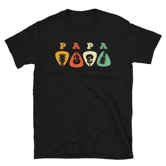 Guitar Pick Shirt - Papa Guitarist Gift - 1970s Guitar T Shirt - Papa Birthday Gifts - Guitar Lover Gift- Unique Guitar Player T Shirt