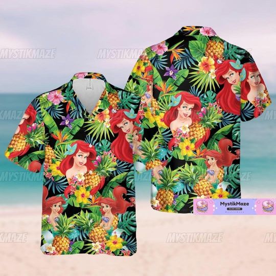 Ariel Hawaiian Shirt, The Little Mermaid Shirt, Ariel Disney