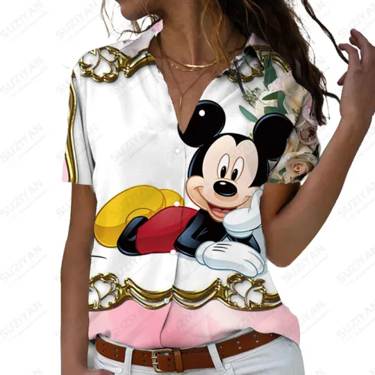 Disney Lovely Mickey Hawaiian Shirt, Disney Aloha Shirt, Disney Summer Button Shirt