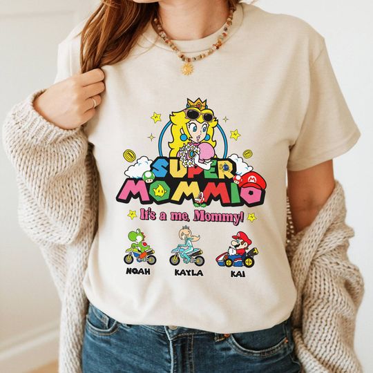 Personalization Super Mommio Shirt, Princess Peach Mom Shirt, Super Mom Shirt, Mama Shirt