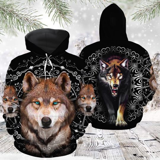 Unisex Awesome Wolf Hoodie, Animal Hoodie, Animal Gift, Wolf Gift
