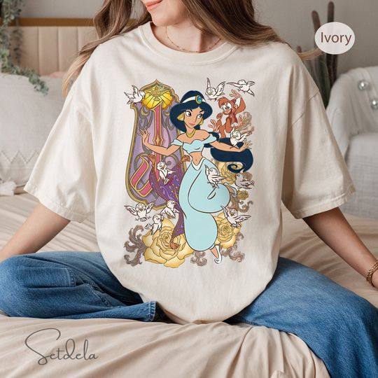 Vinatge Disney Princess Jasmine Aladdin Comfort Color Shirt, Disney Shirts, WDW Disneyland Abu Jafar Princess Birthday Shirt,Gift Trip Shirt