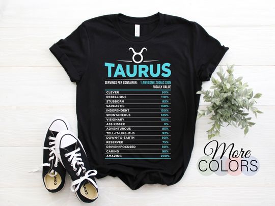 Taurus Traits Facts Horoscope Zodiac Astrological Sign Graphic T-Shirt
