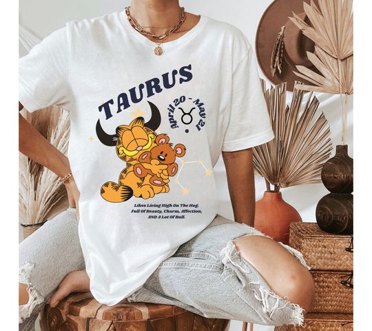 Taurus Astrology Shirt | Vintage-Inspired Zodiac Garfield Shirt | Gift For Taurus
