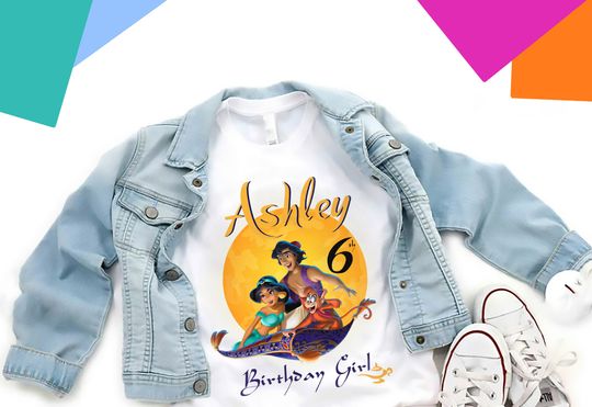 Aladdin Birthday Shirt, Jasmine Birthday, Birthday Girl Outfit, Custom Shirt
