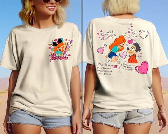 Her Max & His Roxanne Shirt, Disney couple T-shirt, Valentine's Day Matching Tee, Retro Goofy Honeymoon , Disneyland Trip Shirts