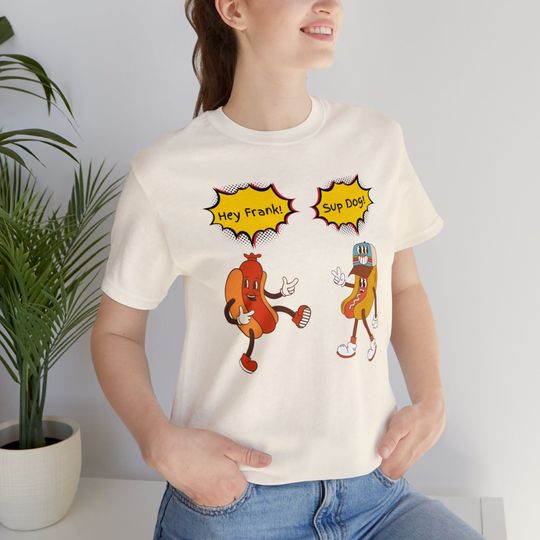Funny Hot Dog Shirt Funny Graphic Tee, Hot Dog Comic Shirt