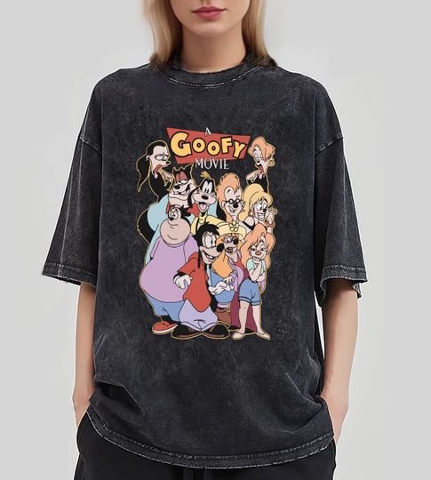 Retro A Goofy Movie Characters Shirt, Powerline Goofy Max Goof Roxanne, Disney Washed T-shirt, Disney World Disneyland Trip