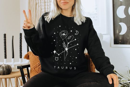 Taurus Constellation Sweatshirt | Taurus Sweatshirt | Birth Flower Sweatshirt