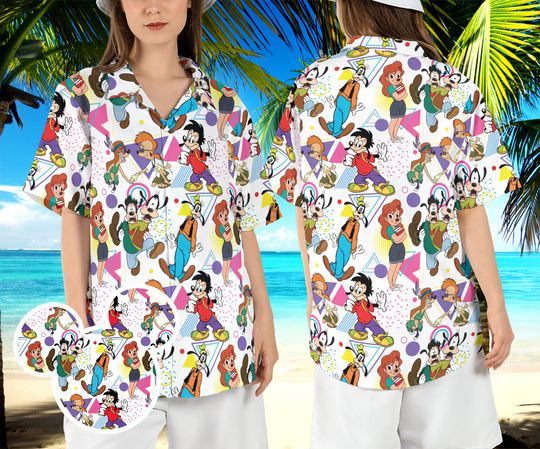 Goofy Movie Characters Hawaiian Shirt, Max Goof Roxanne Hawaii Shirt, Goofy Dog Beach Aloha Shirt, Disneyland Summer Short Sleeve Shirt