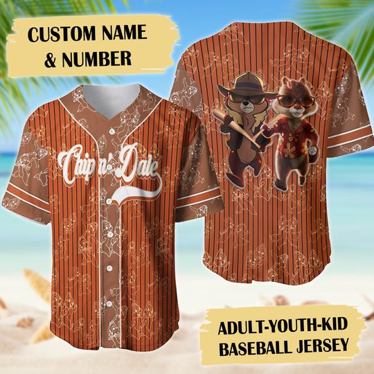 Chip and Dale Baseball Jersey, Disney Characters Baseball Jersey