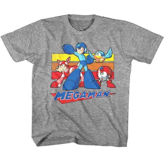 Megaman Kids T-Shirt Retro Stripes Capcom Tees